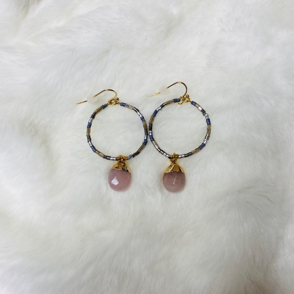 NWT beaded pink stone earrings